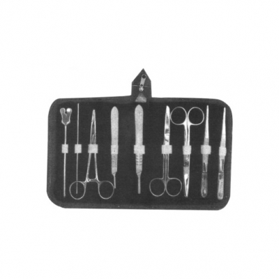 1- Grooved Director with Tongue Tie 14 cm 2- Probe Double 14cm 3- Mayo Hegar Needle Holder 14 cm 4- 